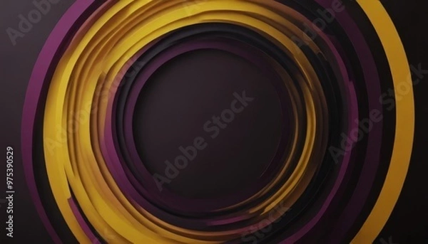 Fototapeta a circular pattern composed of concentric circles in various shades of yellow, purple, and black, creating a visually striking and abstract design.