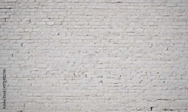 Fototapeta A white brick wall with a uniform pattern and a small amount of mortar visible between the bricks.