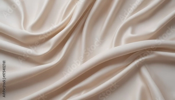 Fototapeta a close-up view of a crumpled, flowing white fabric, likely silk, with a soft, smooth texture.