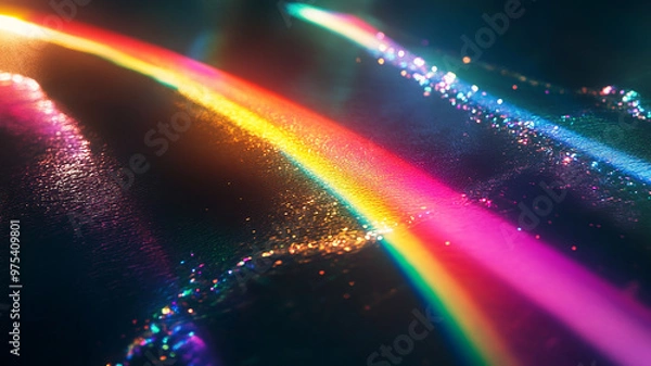 Obraz Abstract rainbow black background design, 3d rendering