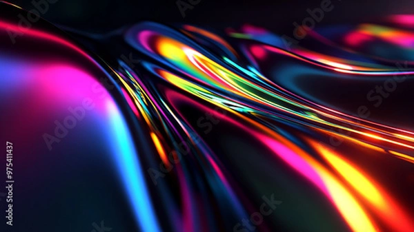 Fototapeta Abstract rainbow black background design, 3d rendering
