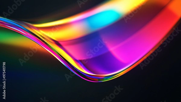 Fototapeta Abstract rainbow black background design, 3d rendering