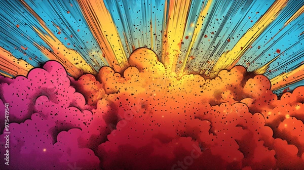 Fototapeta vibrant explosion of colors representing a dynamic comic-style burst.