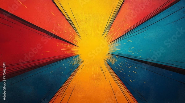 Fototapeta A vibrant explosion of color radiating outward, evoking energy and dynamism.
