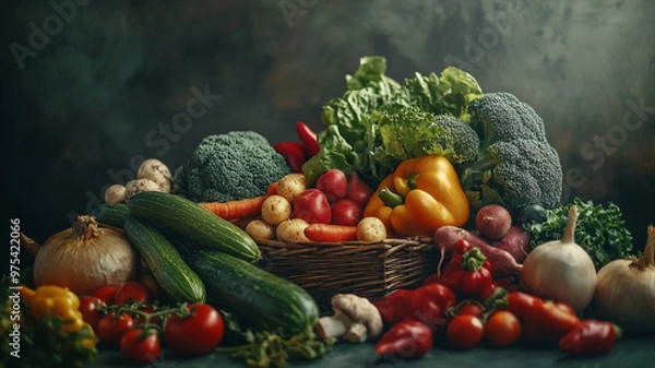 Obraz Fresh vegetables celebrating World Vegetarian Day in a rustic setting
