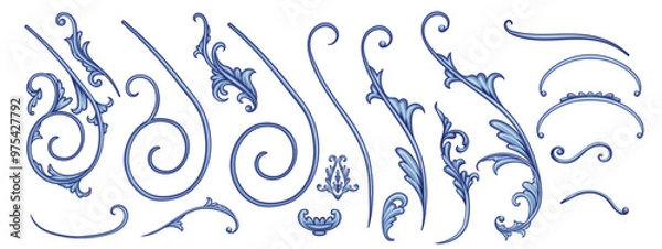 Fototapeta Set of decorative elements in Baroque style	