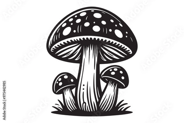 Obraz Minimalist Mushroom Silhouette Illustration