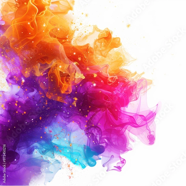 Fototapeta abstract color bright vibrant orange purple pink blue gradient splash watercolor cloud art artistic backdrop creative colorful design dynamic energy fluid flow hue 