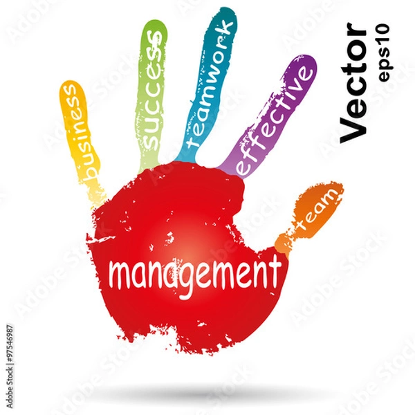 Obraz Vector conceptual children painted hand print word cloud