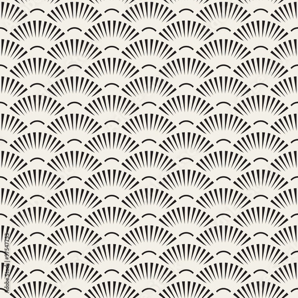 Fototapeta Vector Seamless Black and White SunBurst Lines Fan Shape Pattern
