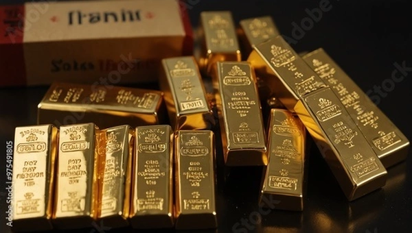 Obraz gold bars on black background