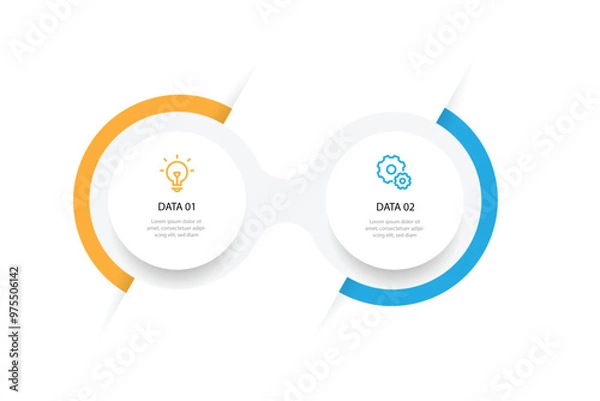 Obraz Modern design template infographic with 2 step process and with circle concept 
