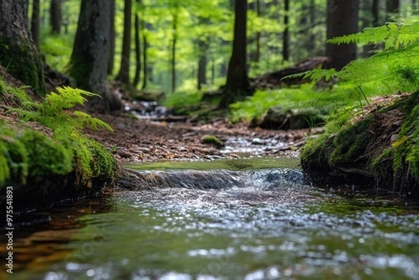 Obraz Stream flowing through forest