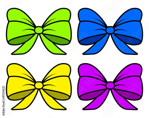 Obraz ribbon bow set for christmas present symbol design. Vector illustration isolated on white background.