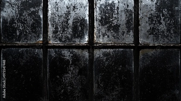 Fototapeta Black and White Windowpane with Faded Paint, Photography, Abstract, Texture, Window,