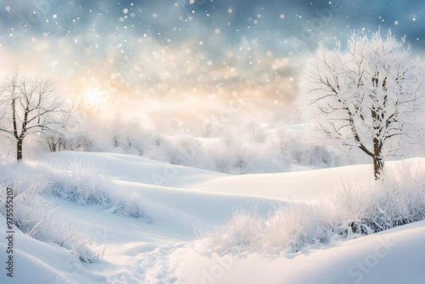 Obraz Winter landscape with snowy background.