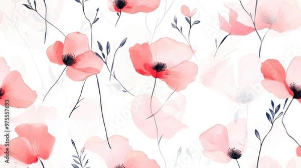 Obraz Seamless delicate floral pattern in a trendy style