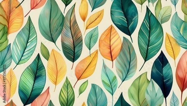 Fototapeta seamless pattern with leaves