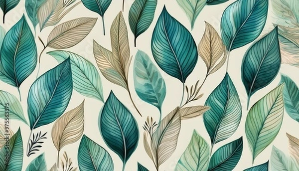 Fototapeta seamless pattern with leaves