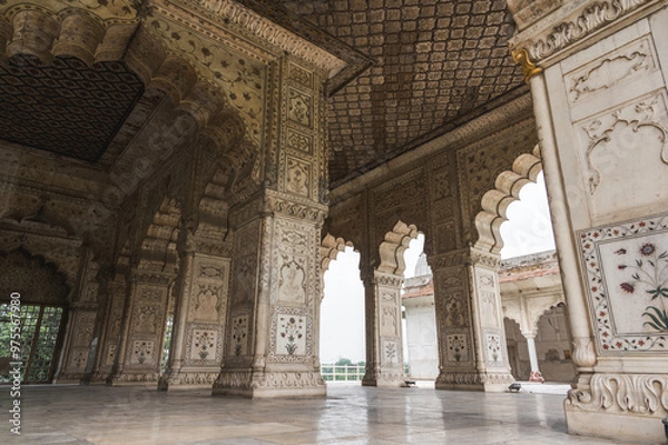 Obraz The Red Fort, also known as Lal Qila is a historic fort in Delhi, India. The view from the inside