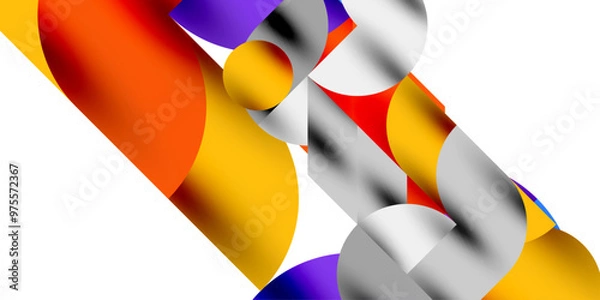 Fototapeta Tech minimal circular shapes geometric art. Vector modern circles