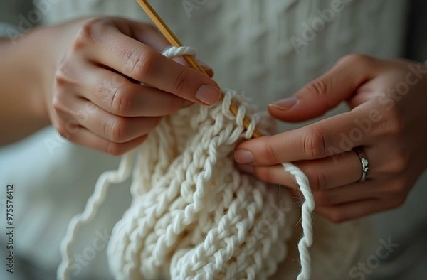 Obraz женщина вяжет 