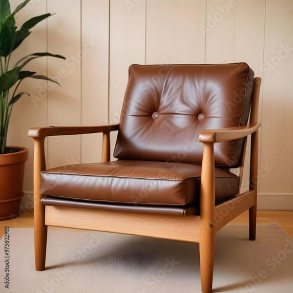Fototapeta Mid-Century Marvel: Classic Wooden Armchair