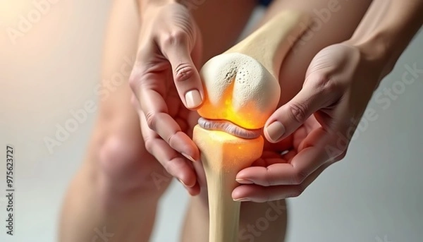 Fototapeta 3D rendering of a knee with osteoporosis
