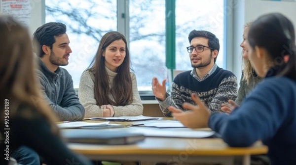 Fototapeta Students learning foreign language in class