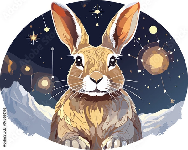 Fototapeta rabbit and moon