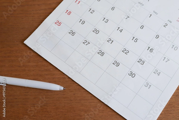 Fototapeta カレンダーとペン　スケジュール