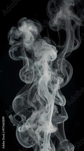 Fototapeta Thin White Smoke Dancing Elegantly Against a Deep Black Background