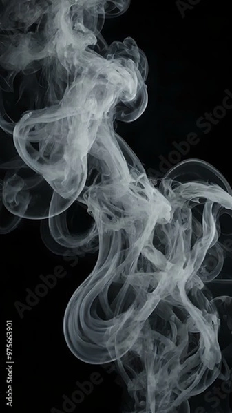 Fototapeta Thin White Smoke Dancing Elegantly Against a Deep Black Background