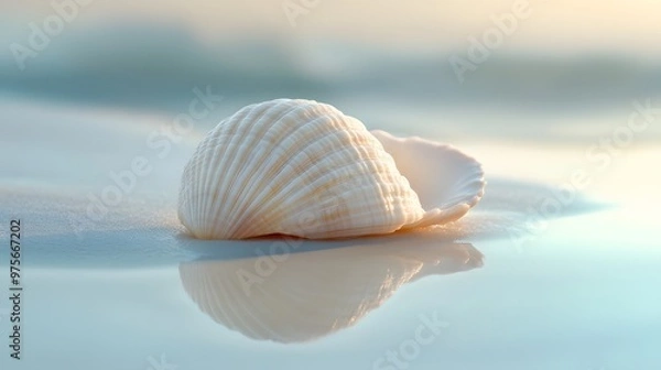 Obraz 16. A pristine white shell on a smooth surface