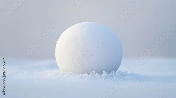 Fototapeta 155. A single white snowball with a smooth texture