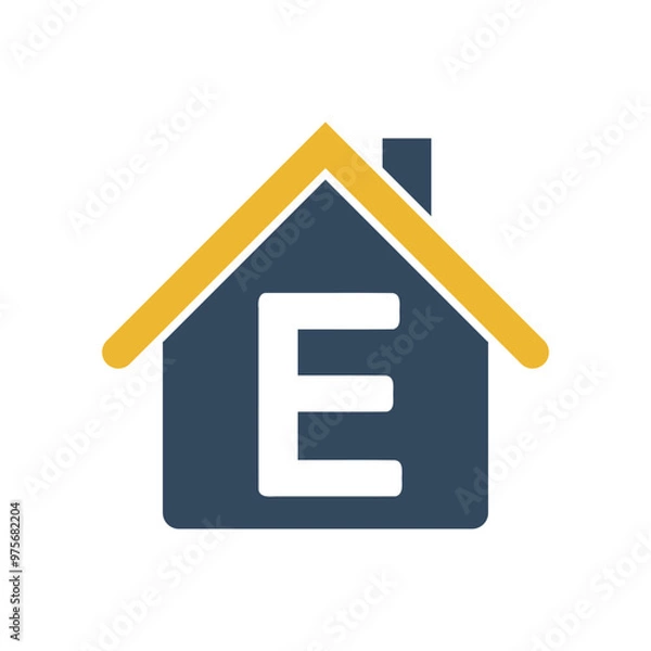 Fototapeta house energy efficiency rating, european union ecological class e, vector icon