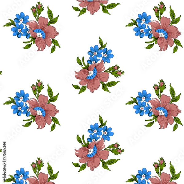 Obraz pattern with flowers allover design.