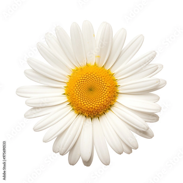 Obraz Close-Up Of A White Daisy Flower With Yellow Center On A Transparent Background