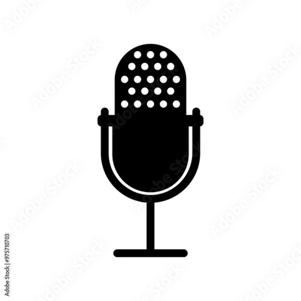 Obraz Minimalist vector icon of microphone, speaking, recording, symbol