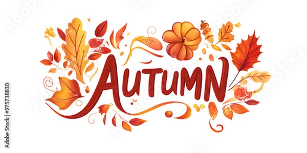 Fototapeta Design a vector illustration of text style with the text AUTUMN with a stylish and artistic lettering style. Use warm, rich colors like deep oranges, reds