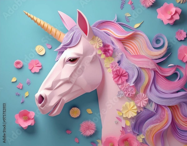 Fototapeta colorful unicorn for valentines day. unicorn on colorful background. 
