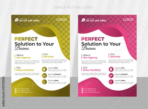 Fototapeta Modern and corporate business flyer template design for marketing agencies or brochure template