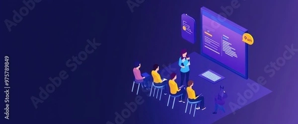 Fototapeta Online Coding Class Illustration