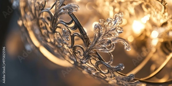 Fototapeta Crystal chandelier detail, light and intricate.
