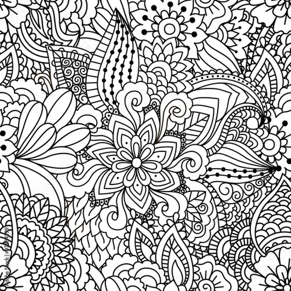 Obraz Seamless black and white pattern.