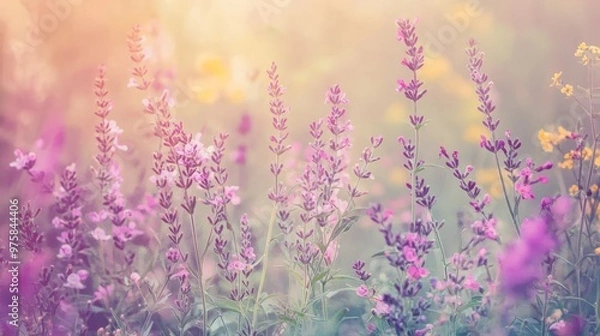 Fototapeta Yellow, pink, and purple blooms