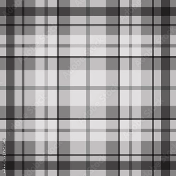 Fototapeta Vector seamless scottish tartan pattern in black, grey and white