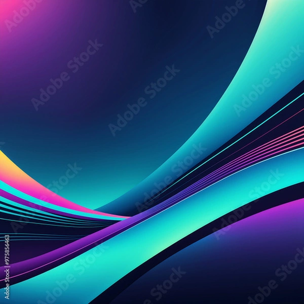 Fototapeta Dynamic Vivid Waveforms on Dark Background