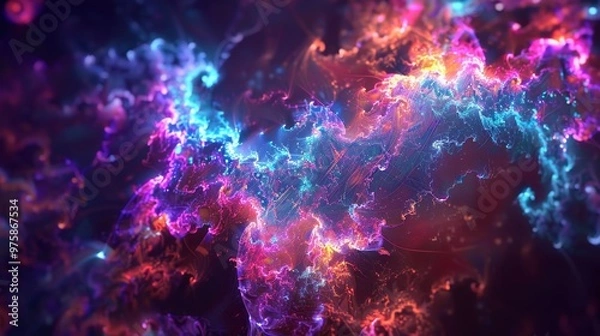 Fototapeta Vibrant cosmic nebula swirling with colors in deep space forming intricate patterns during a star formation event