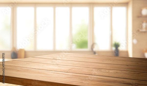 Fototapeta An elegant and subtle abstract light backdrop for product display with graceful and subtle shadows cast by tree branches on the wall. rays of the window, with an empty table